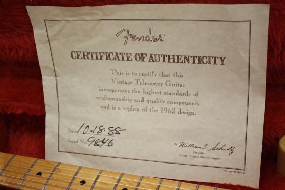 1988 Fender '52 Reissue Telecaster - $2350. SOLD — 003 6