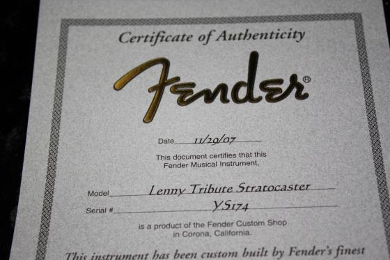 Fender Custom Shop Stevie Ray Vaughan SRV Lenny Tribute Stratocaster - SOLD. — 081 0 0