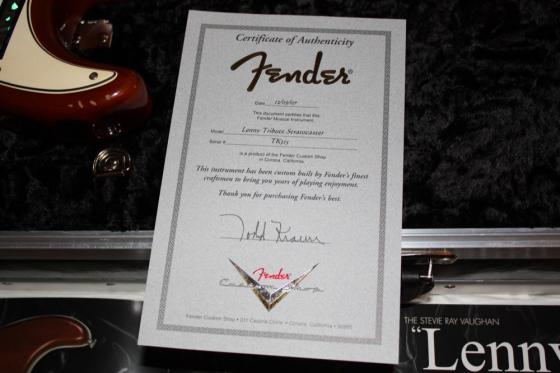 fender limited custom shop SRV stevie ray vaughan certificate