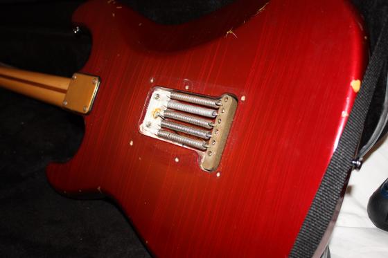 back of fender the strat stratocaster candy apple red