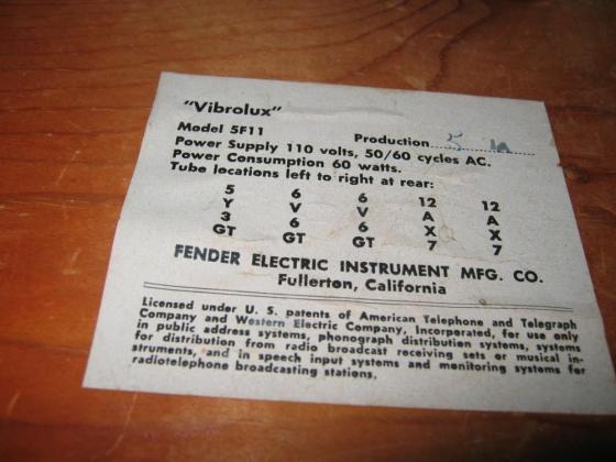 1956 Fender Vibrolux - $3499. SOLD.