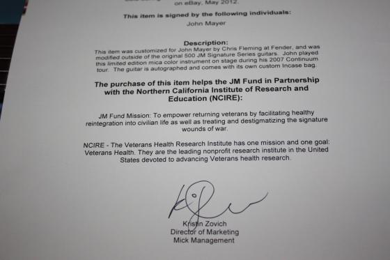 Fender John Mayer Stage Played, Owned, and Signed Masterbuilt Stratocaster